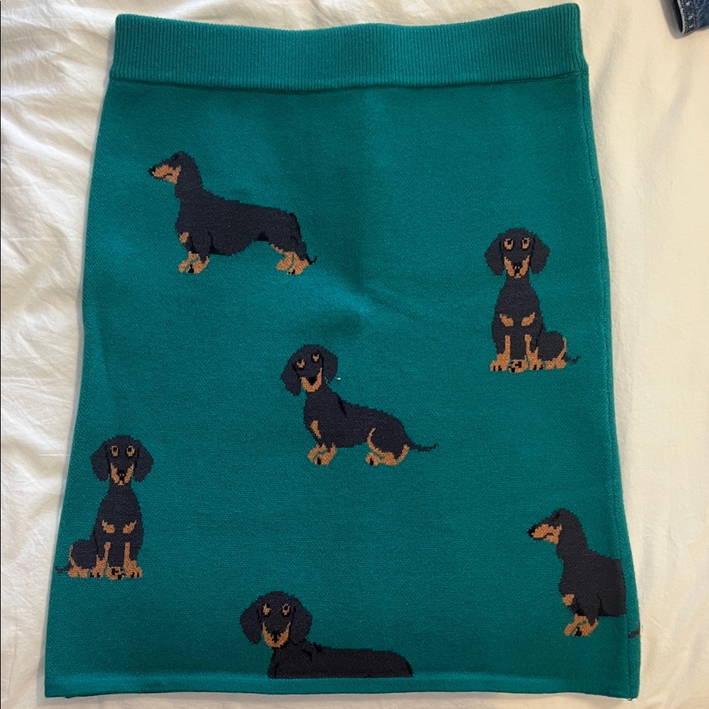Dressed in LALA Teal Dachshund Pencil Skirt